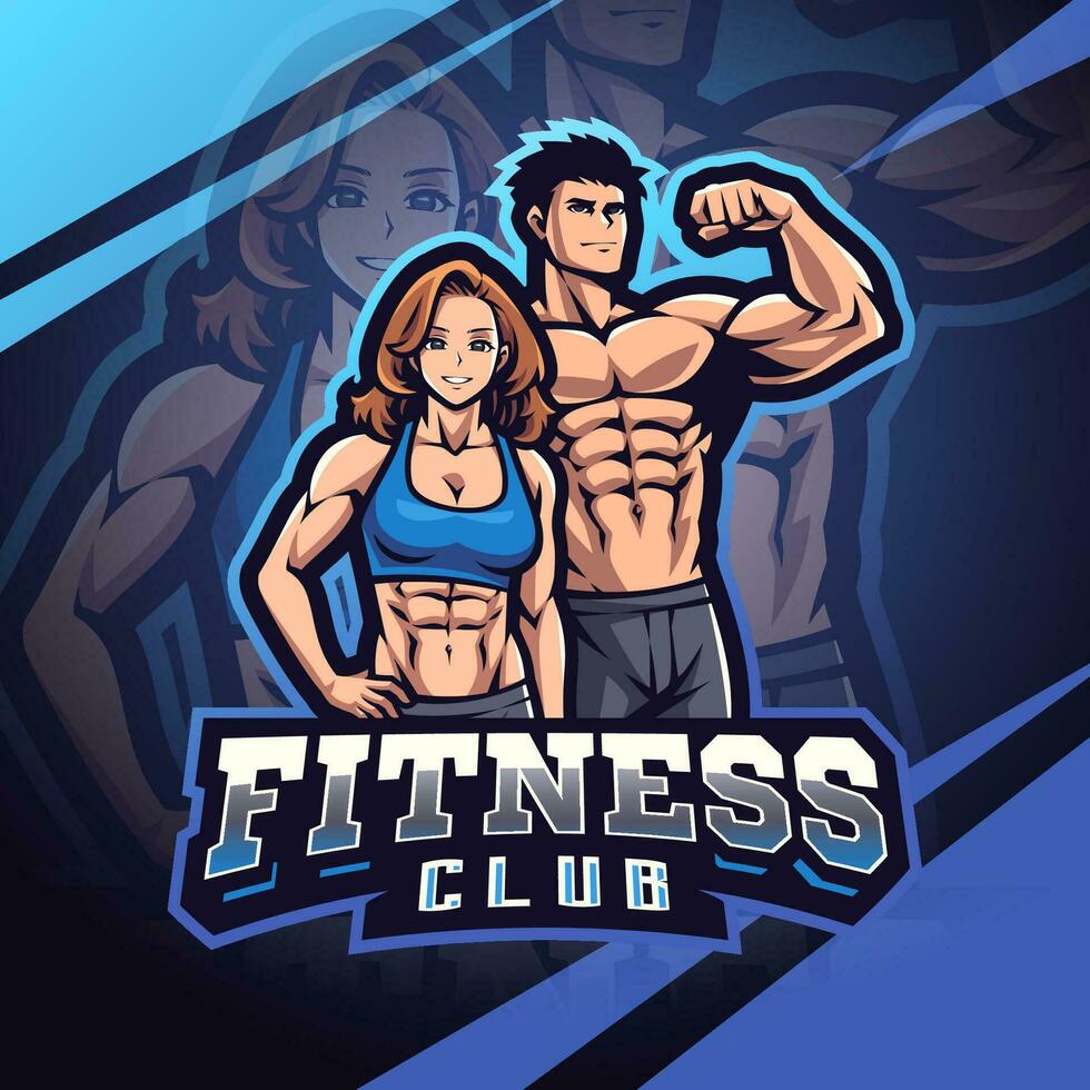 fitness club esport portafortuna logo design vettore