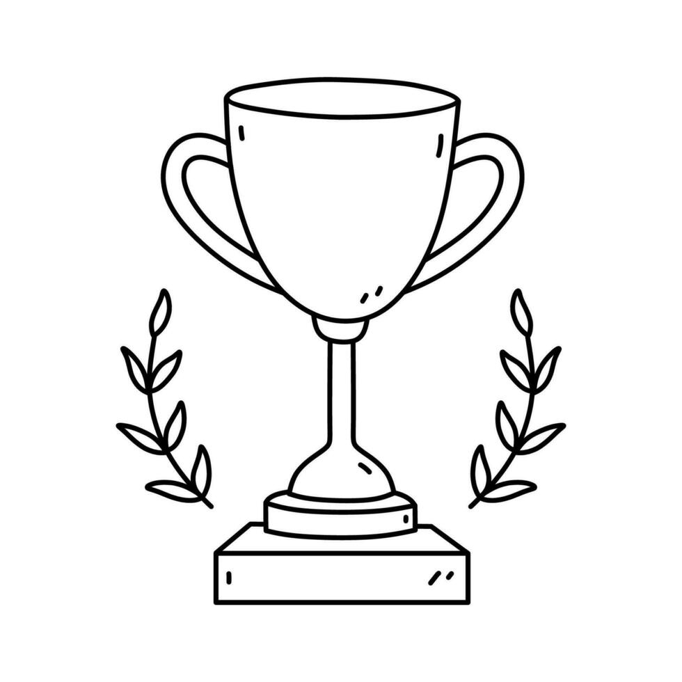 vincitore 'S tazza isolato su bianca sfondo. campione premio. vettore disegnato a mano illustrazione nel scarabocchio stile. Perfetto per carte, logo, decorazioni, vario disegni.