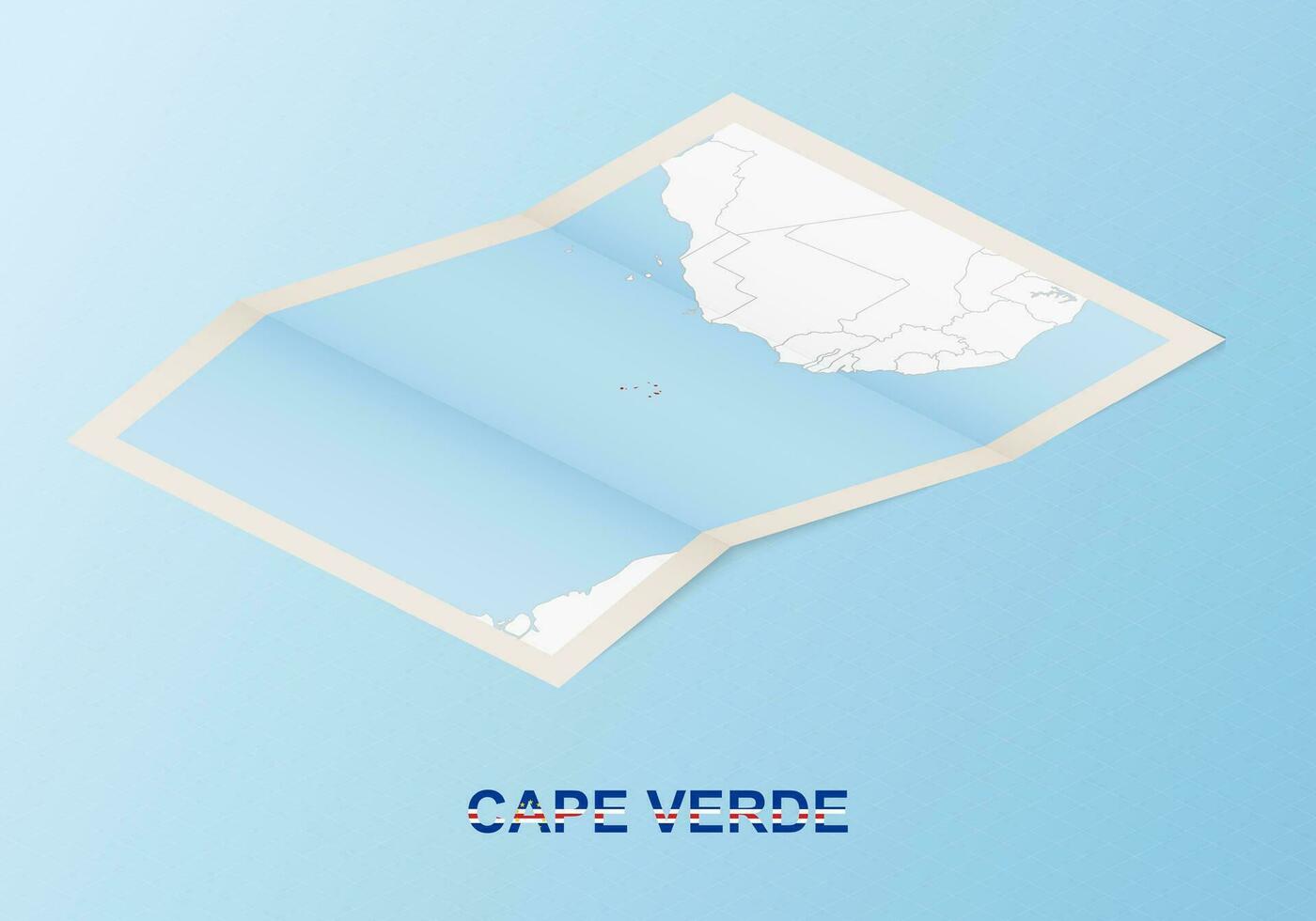 piegato carta carta geografica di capo verde con vicino paesi nel isometrico stile. vettore