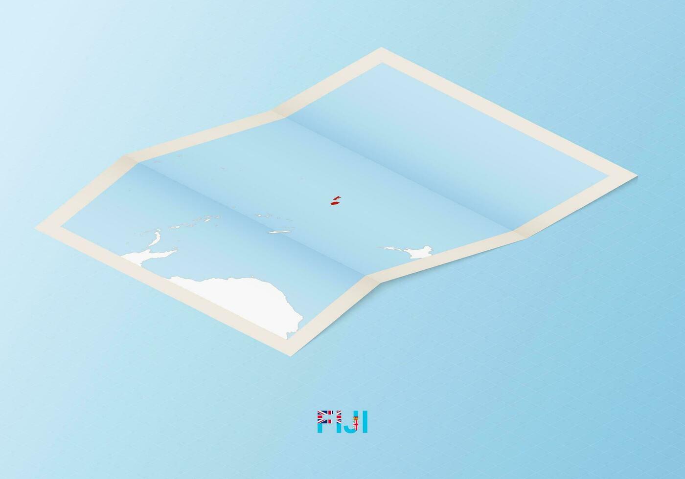 piegato carta carta geografica di fiji con vicino paesi nel isometrico stile. vettore