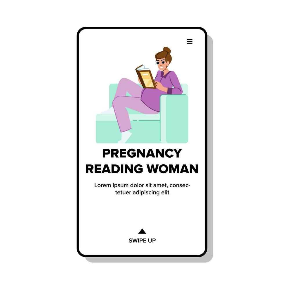 gravidanza lettura donna vettore