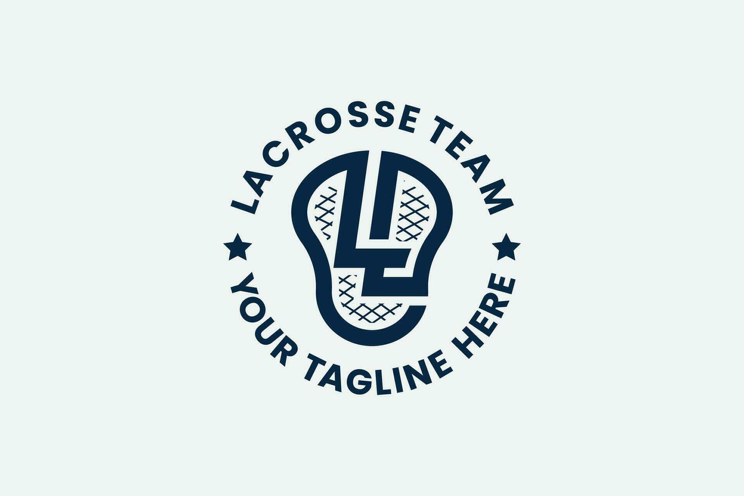 lacrosse logo con un' combinazione di il lettere ll e il testa di un' lacrosse bastone per qualunque attività commerciale. vettore