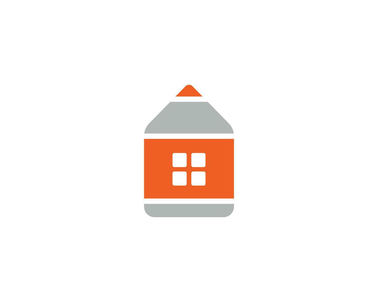 Casa e matita logo illustrazione concetto vettore