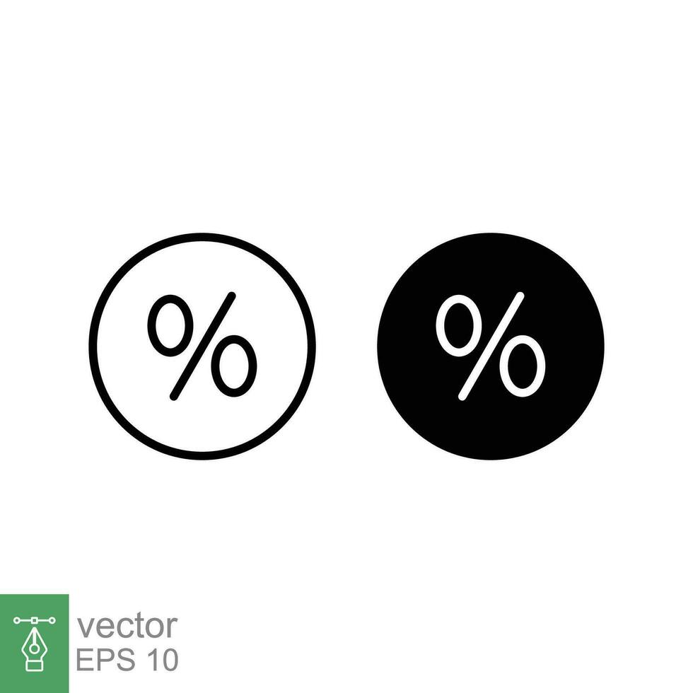 percentuale icona. semplice schema e solido stile. per cento, sconto, acquistare, offerta, etichetta, acquisti, attività commerciale concetto. magro linea, glifo simbolo. vettore illustrazione isolato su bianca sfondo. eps 10.