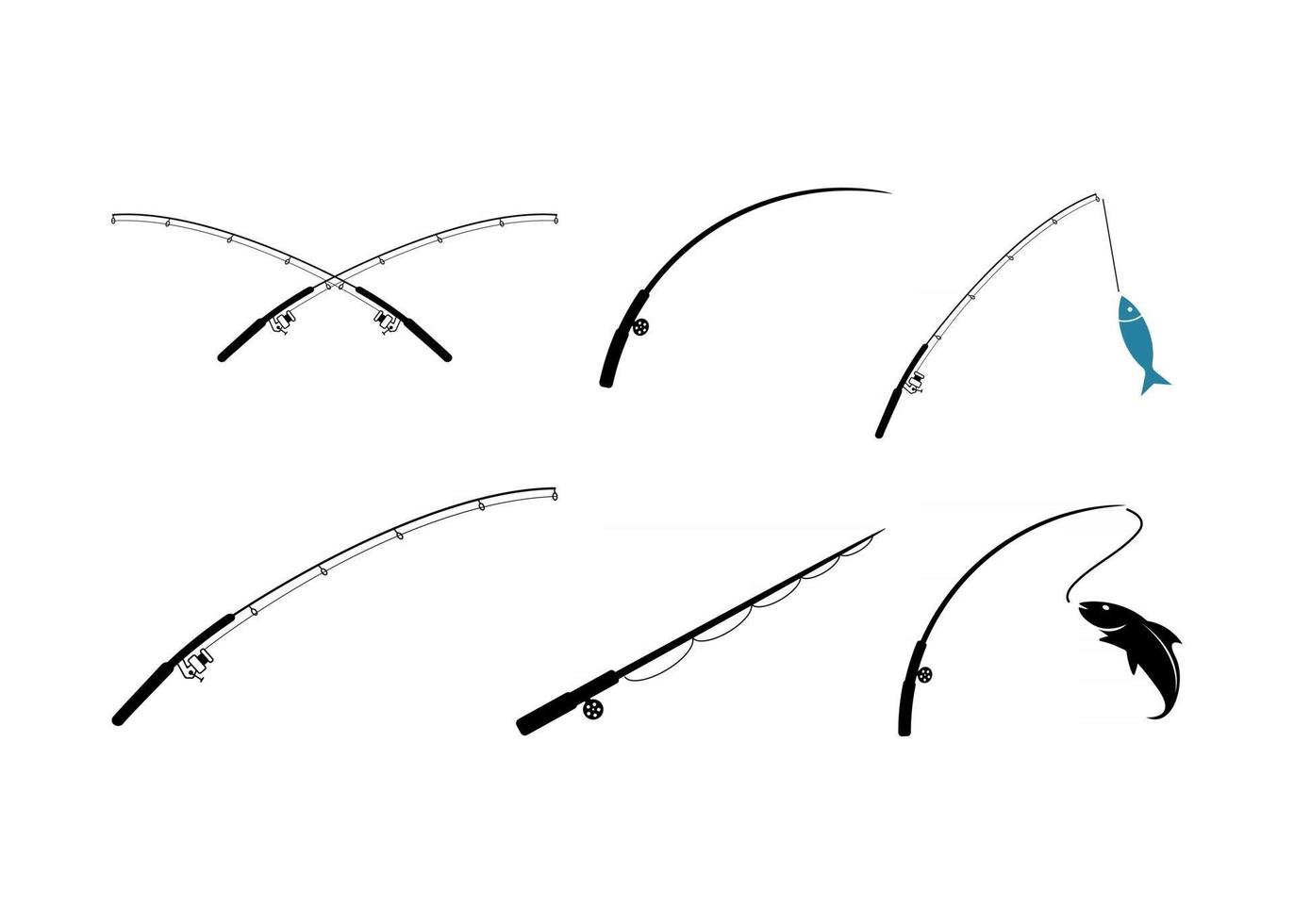 illustrazione di vettore del modello di progettazione dell'icona della canna da pesca isolata