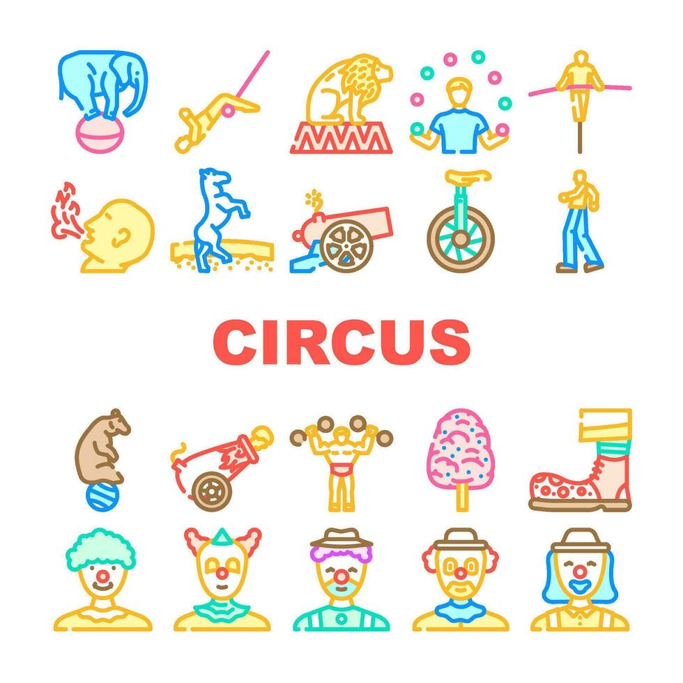 circo carnevale Vintage ▾ mostrare icone impostato vettore