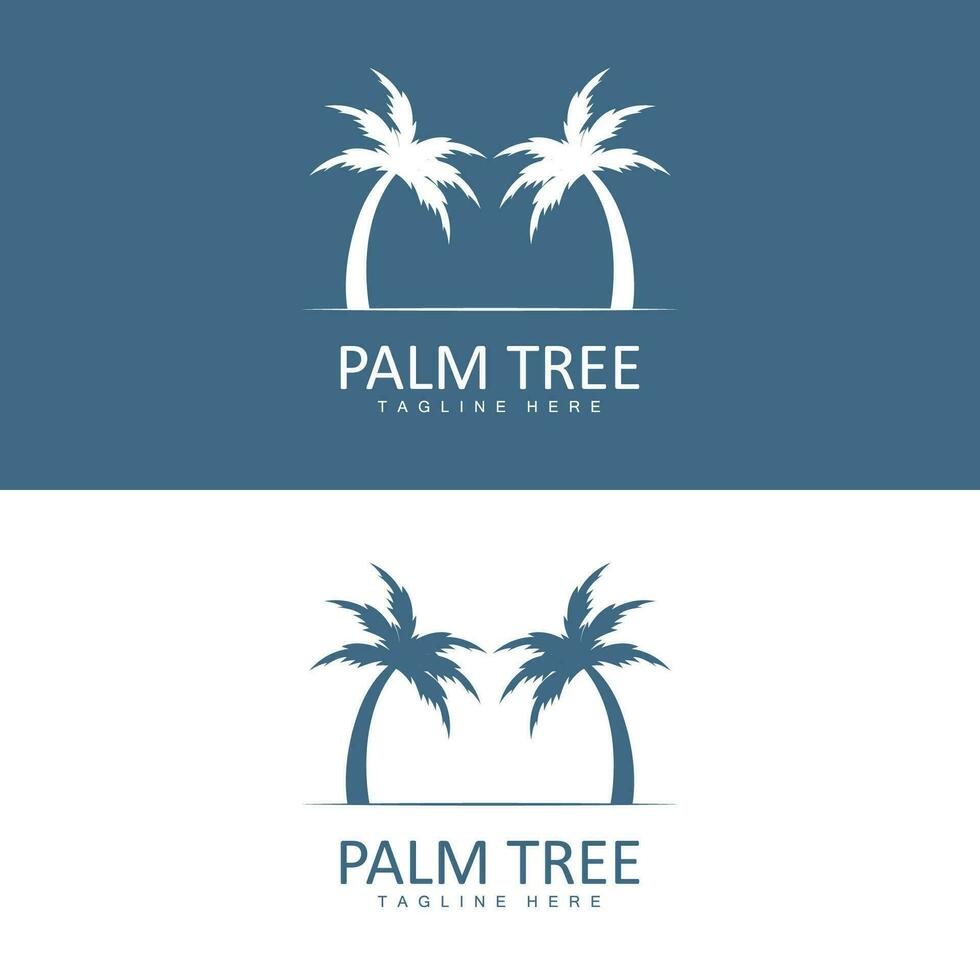 Noce di cocco albero logo, palma albero tramonto spiaggia vettore, elegante minimalista semplice disegno, simbolo modello icona vettore