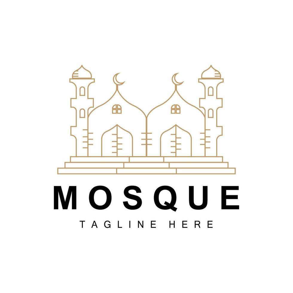 moschea logo, islamico culto disegno, eid al Fitr moschea edificio vettore icona modello, Ramadan, eid al adha