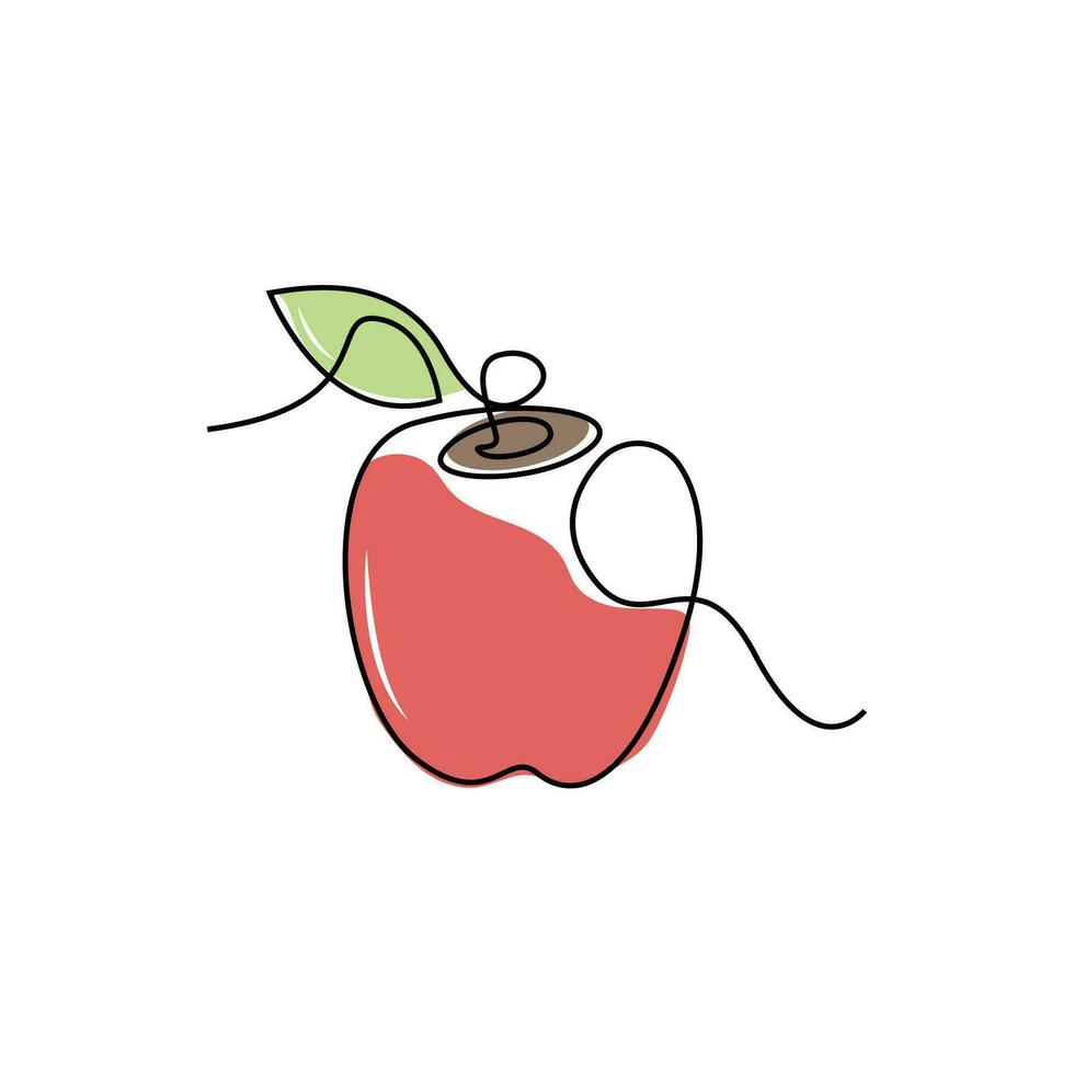 Mela logo. vettore azienda agricola fresco dolce rosso frutta, design con semplice linee, illustrazione simbolo