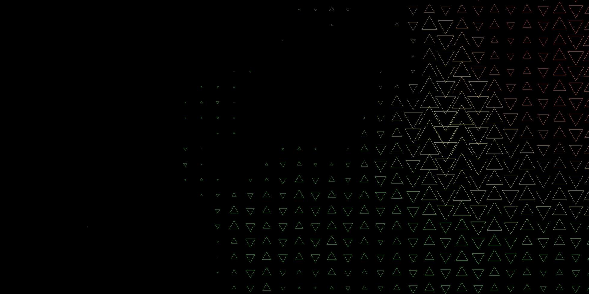 layout vettoriale rosso verde scuro con linee triangoli triangoli su sfondo astratto con modello sfumato colorato per sfondi