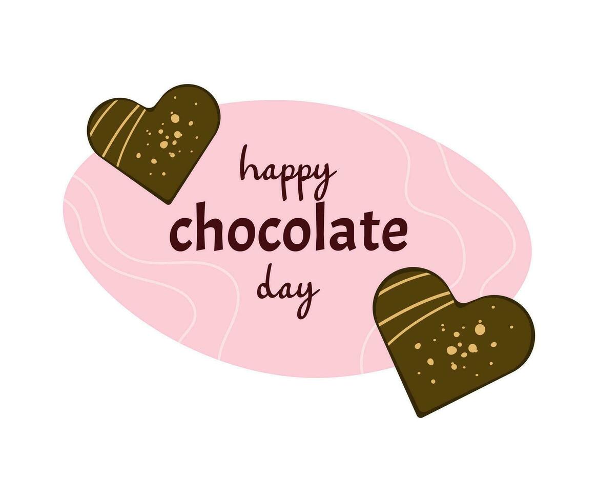 mondo cioccolato giorno design etichetta. cioccolato blocchi nel cartone animato stile. vettore illustrazione isolato su bianca sfondo.