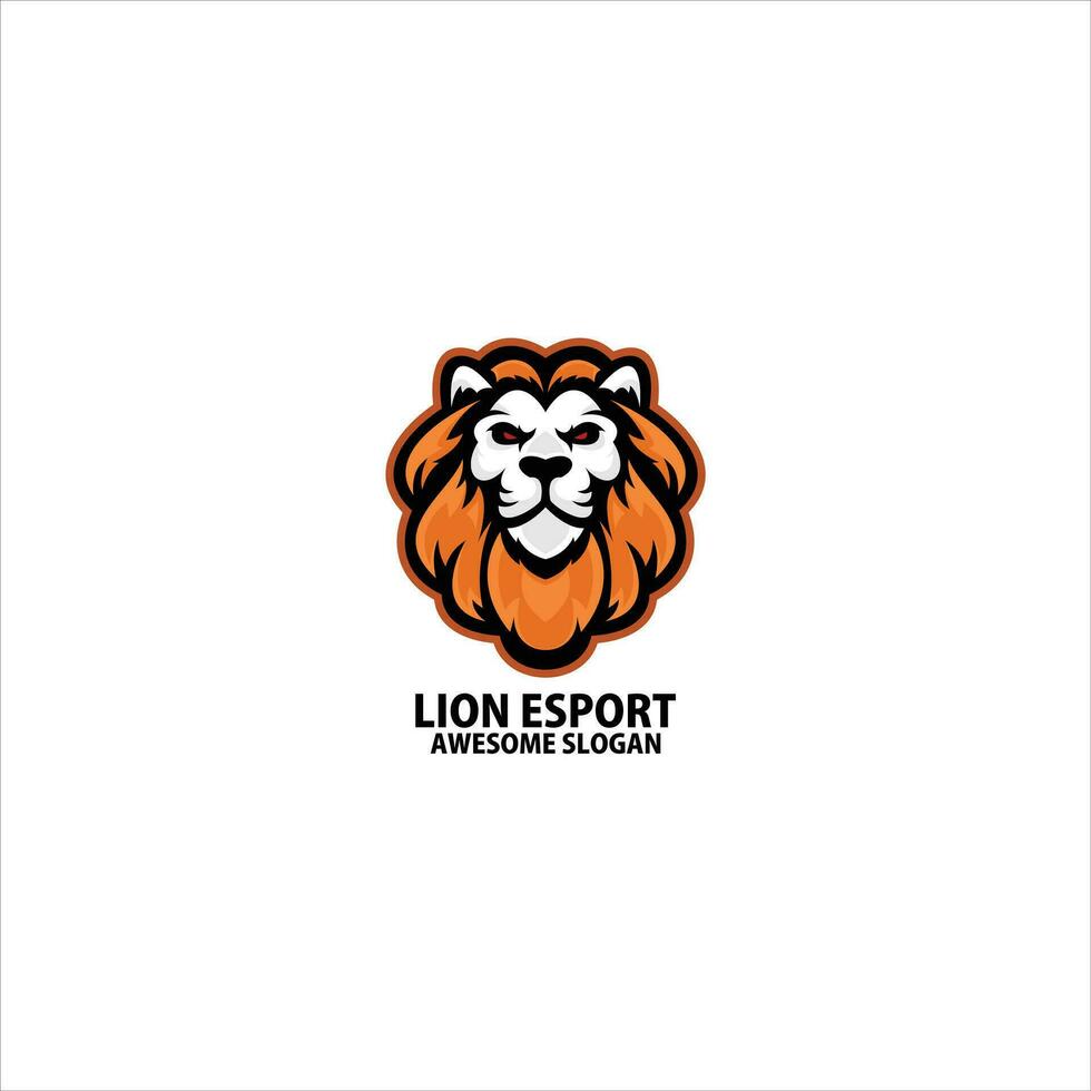 Leone testa logo gioco esport design vettore