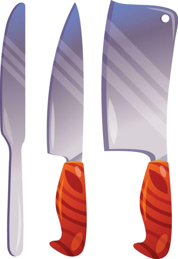 cucina coltelli impostare. argenteria utensile per mangiare. stoviglie, cucina utensile. cartone animato vettore icona per cibo applicazioni e siti web