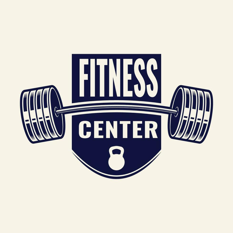 fitness logo retrò stile. bene per fitness logo, Palestra logo. modello per sport icona, simbolo, logo o altro marchio. moderno retrò illustrazione. vettore