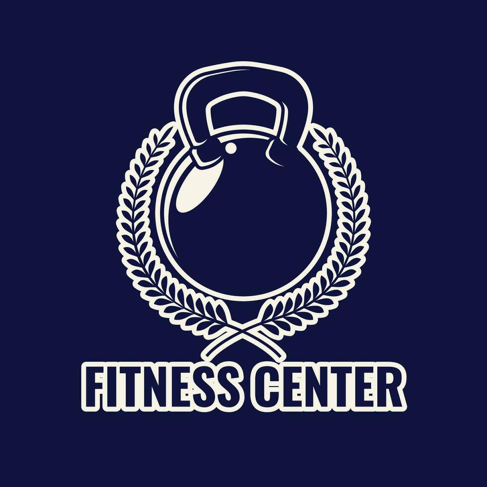 impostato di fitness logo retrò stile. bene per fitness logo, Palestra logo. manubrio con catena. modello per sport icona, simbolo, logo o altro marchio. moderno retrò illustrazione. vettore