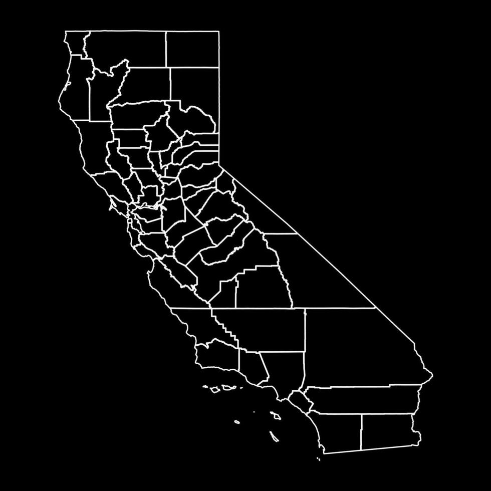 California stato carta geografica con contee. vettore illustrazione.