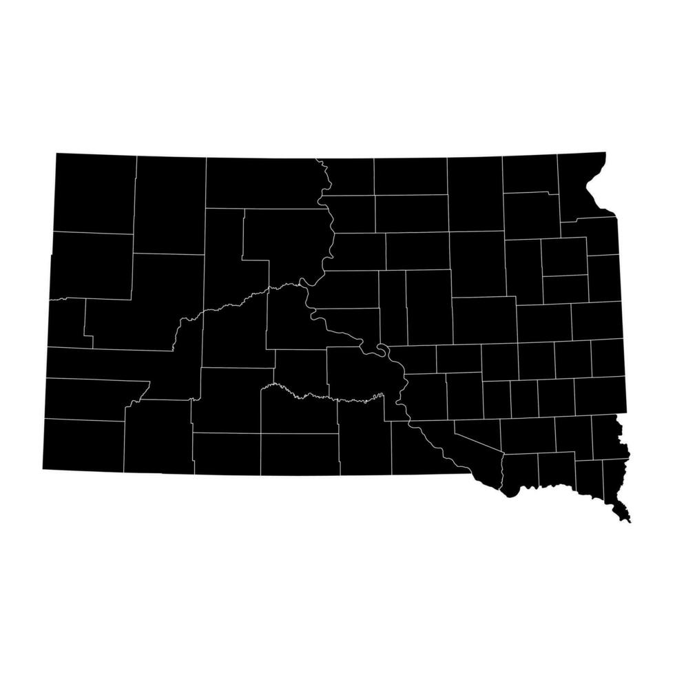 Sud dakota stato carta geografica con contee. vettore illustrazione.