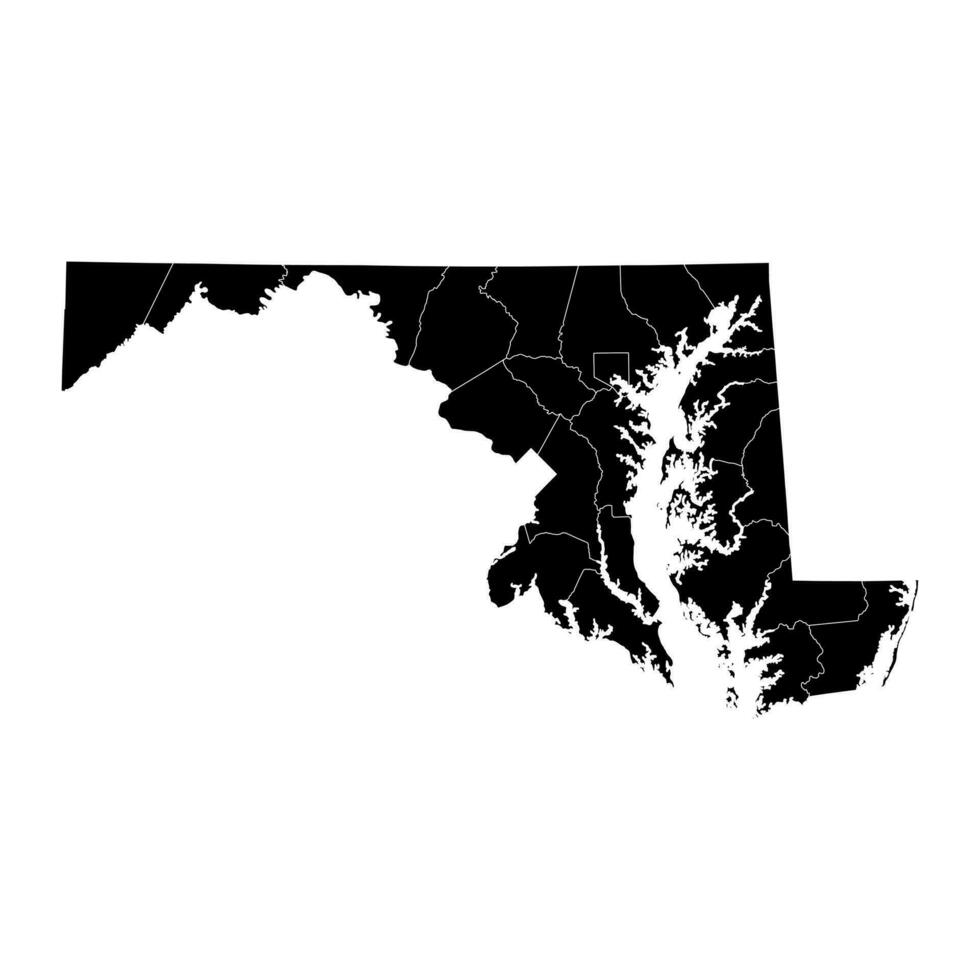 Maryland stato carta geografica con contee. vettore illustrazione.