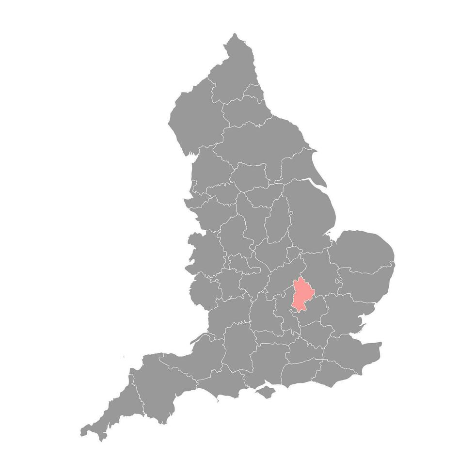 Bedfordshire carta geografica, amministrativo contea di Inghilterra. vettore illustrazione.