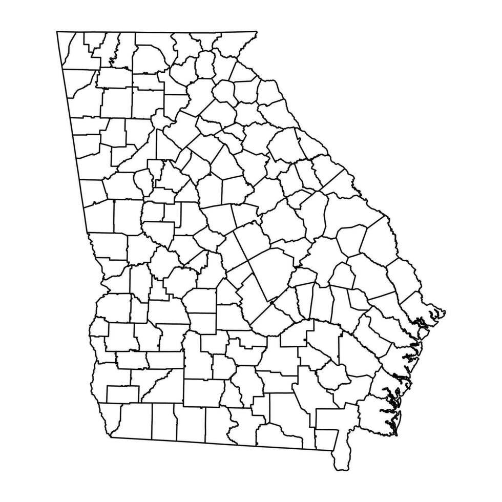 Georgia stato carta geografica con contee. vettore illustrazione.