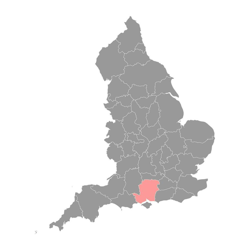 Hampshire carta geografica, cerimoniale contea di Inghilterra. vettore illustrazione.