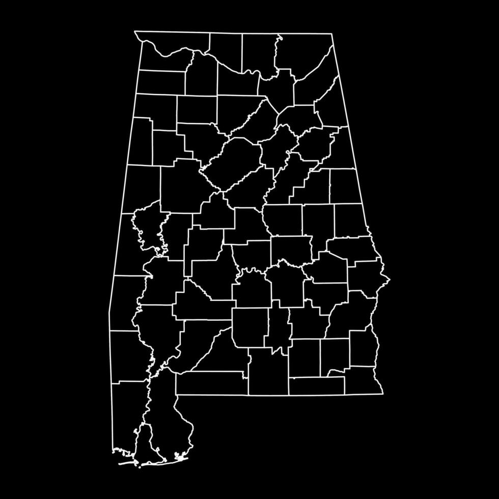 Alabama stato carta geografica con contee. vettore illustrazione.