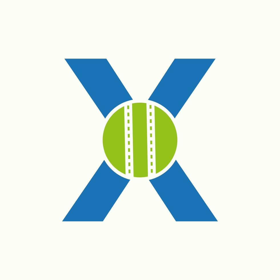 cricket logo su lettera X concetto. cricket club simbolo vettore