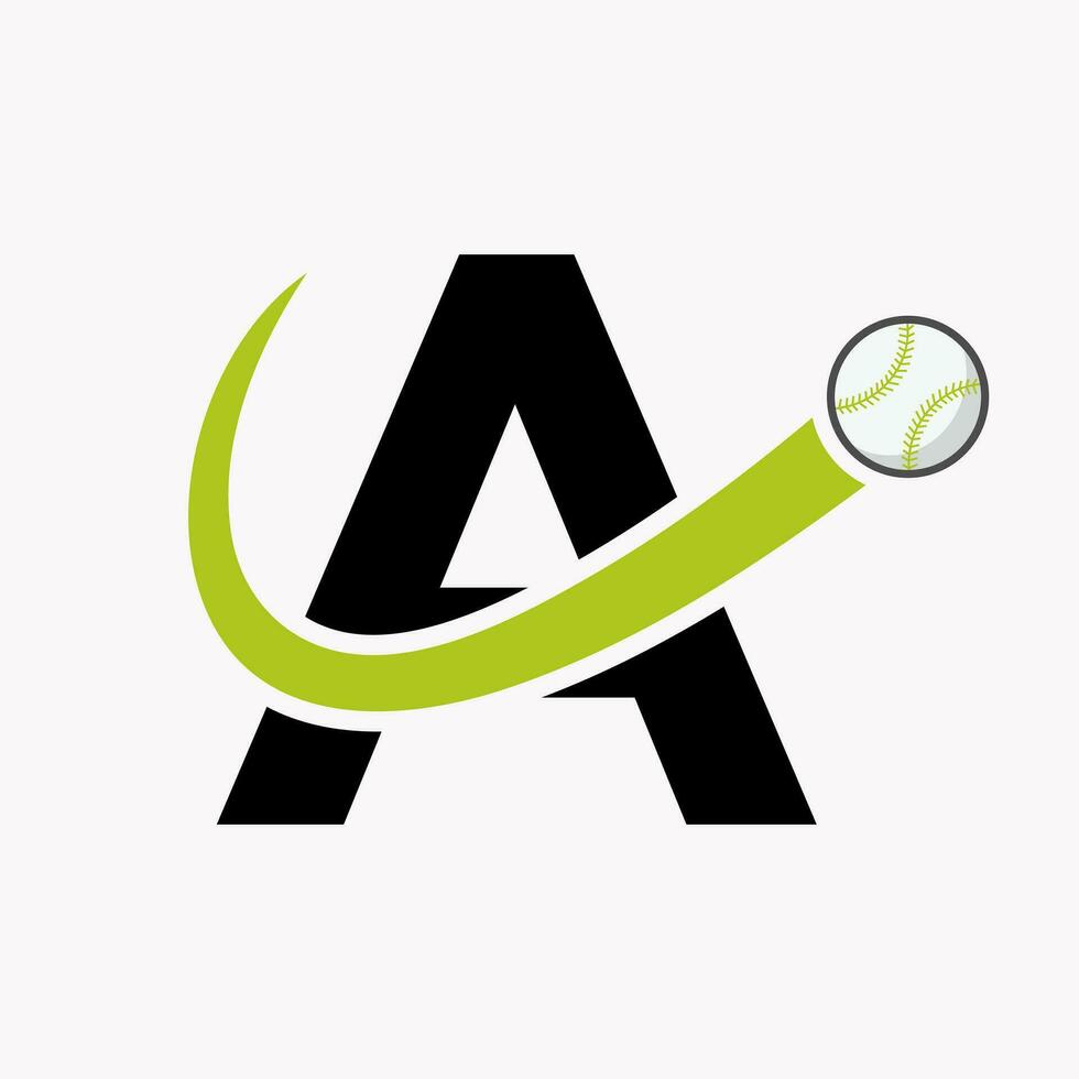 lettera un' baseball logo concetto con in movimento baseball icona vettore modello
