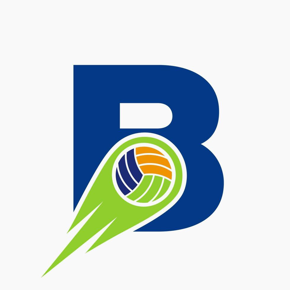 lettera B pallavolo logo concetto con in movimento volley palla icona. pallavolo gli sport logotipo modello vettore