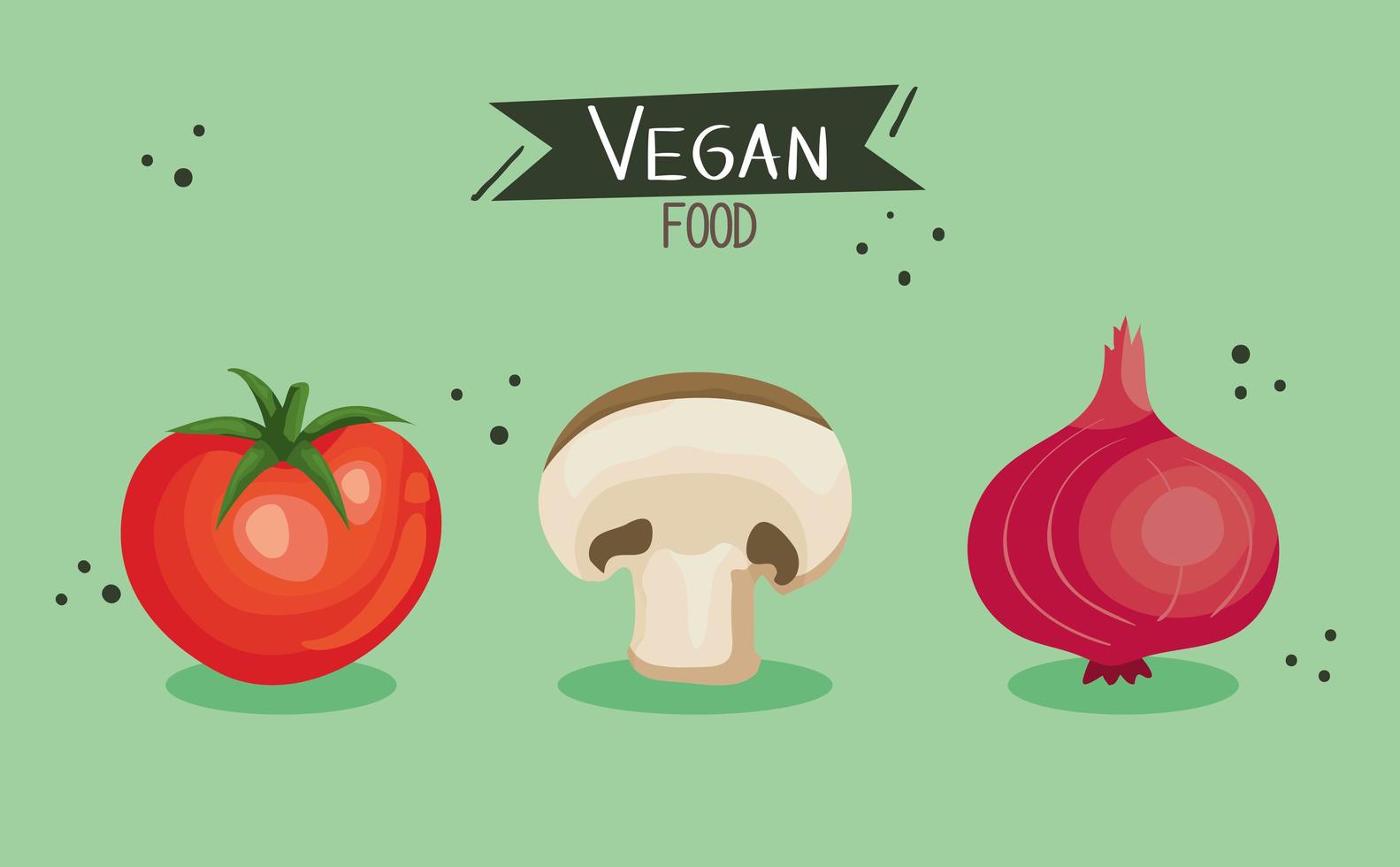 poster di cibo vegano con pomodoro e verdure vettore
