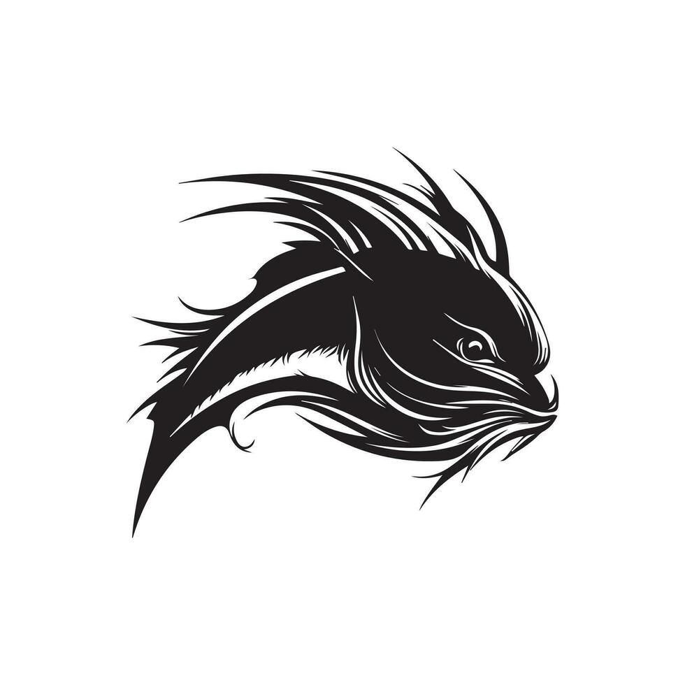impostato di pesce gatto silhouette personaggi vettore illustrazione