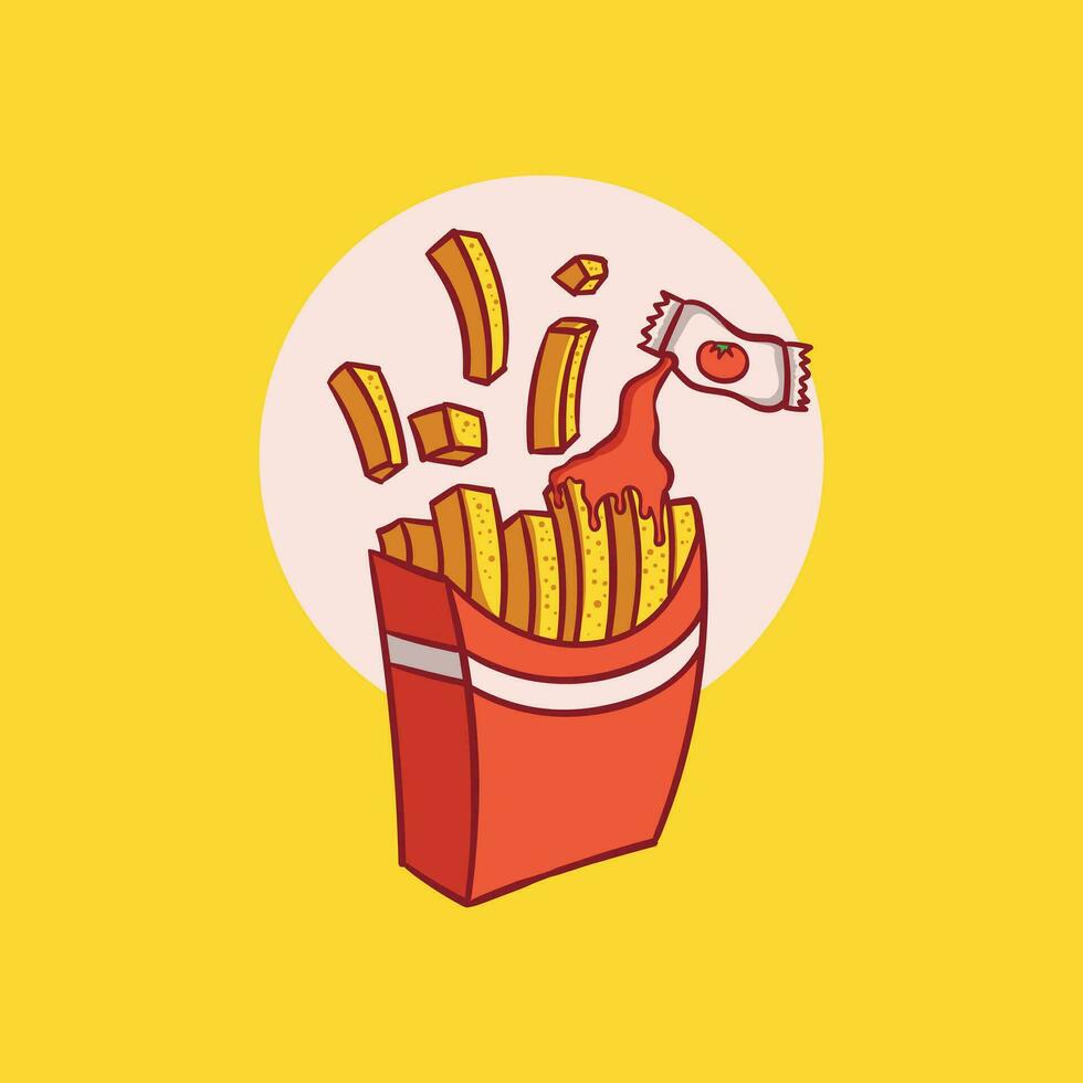cartone animato logo francese patatine fritte illustrazione vettore