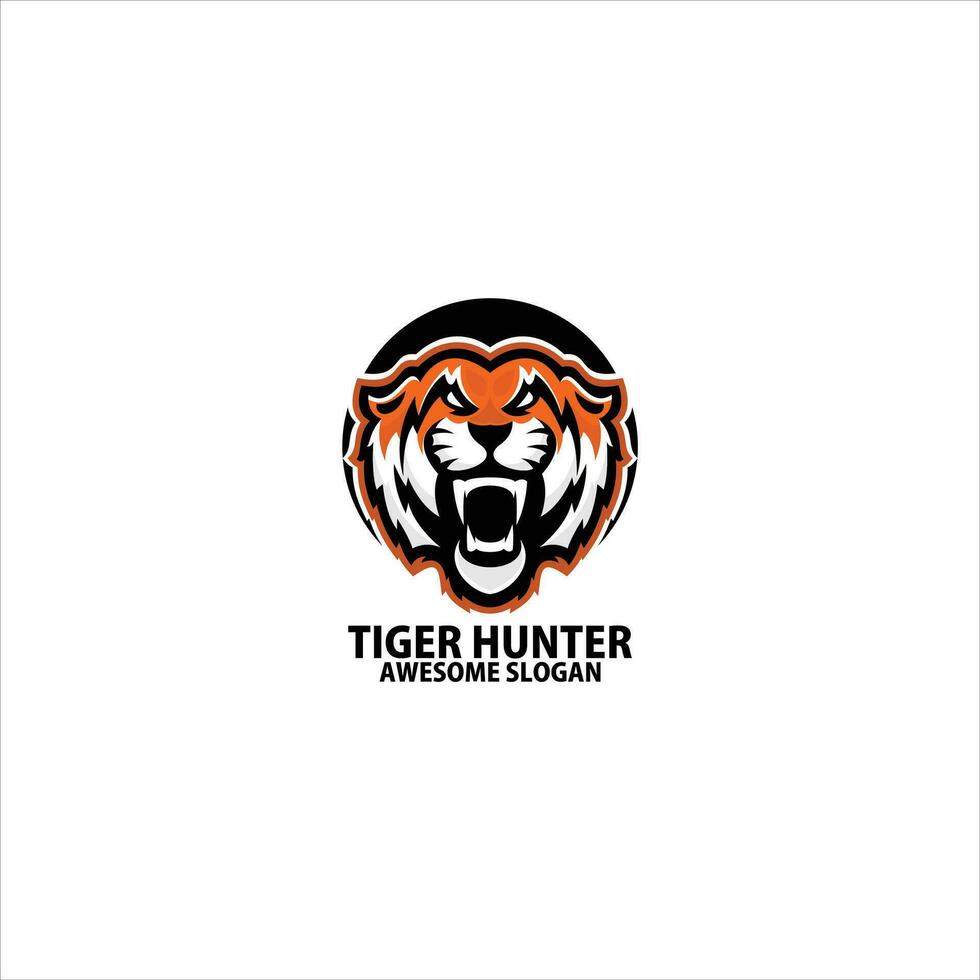 tigre cacciatore logo gioco esport design portafortuna vettore