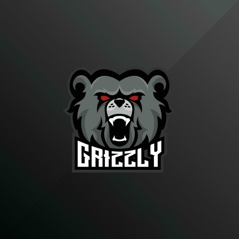 arrabbiato grizzly design gioco esport logo vettore