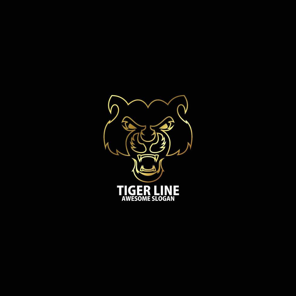 tigre linea con lusso logo design linea arte vettore