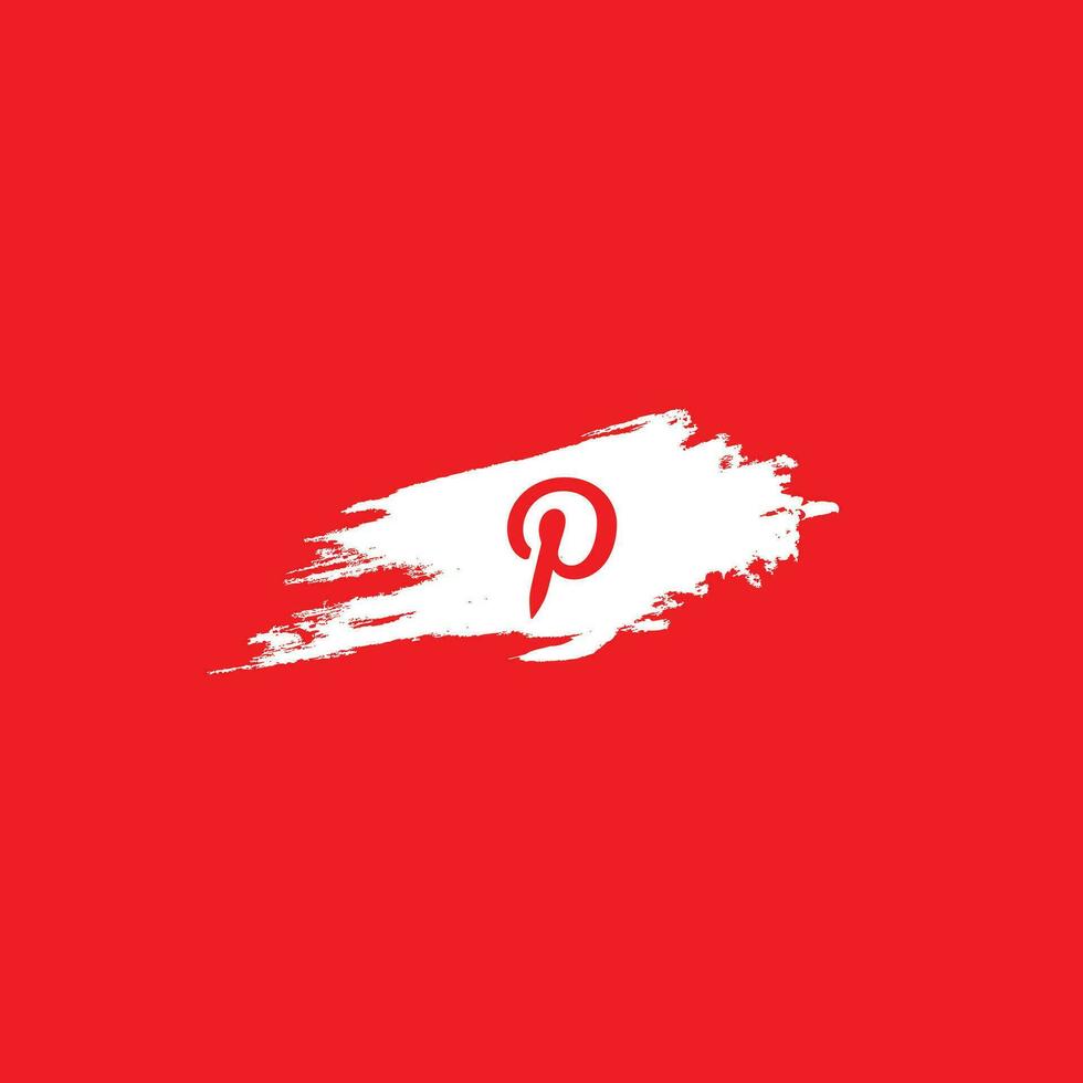 Pinterest sociale media logo icona con acquerello spazzola, Pinterest sfondo vettore