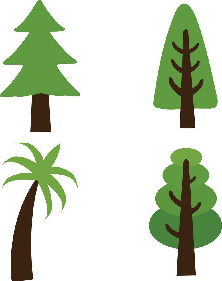 albero forma illustrazione impostare. foresta albero piatto natura pianta isolato arredamento fogliame.vettore illustrazione vettore