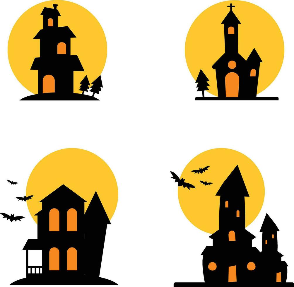 Halloween frequentato Casa silhouette collezione. pauroso Halloween Casa fascio impostato per design decorazione.vettore illustrazione vettore