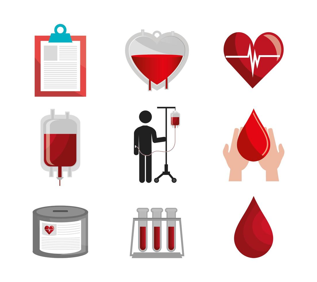 fascio di icone per la donazione del sangue vettore