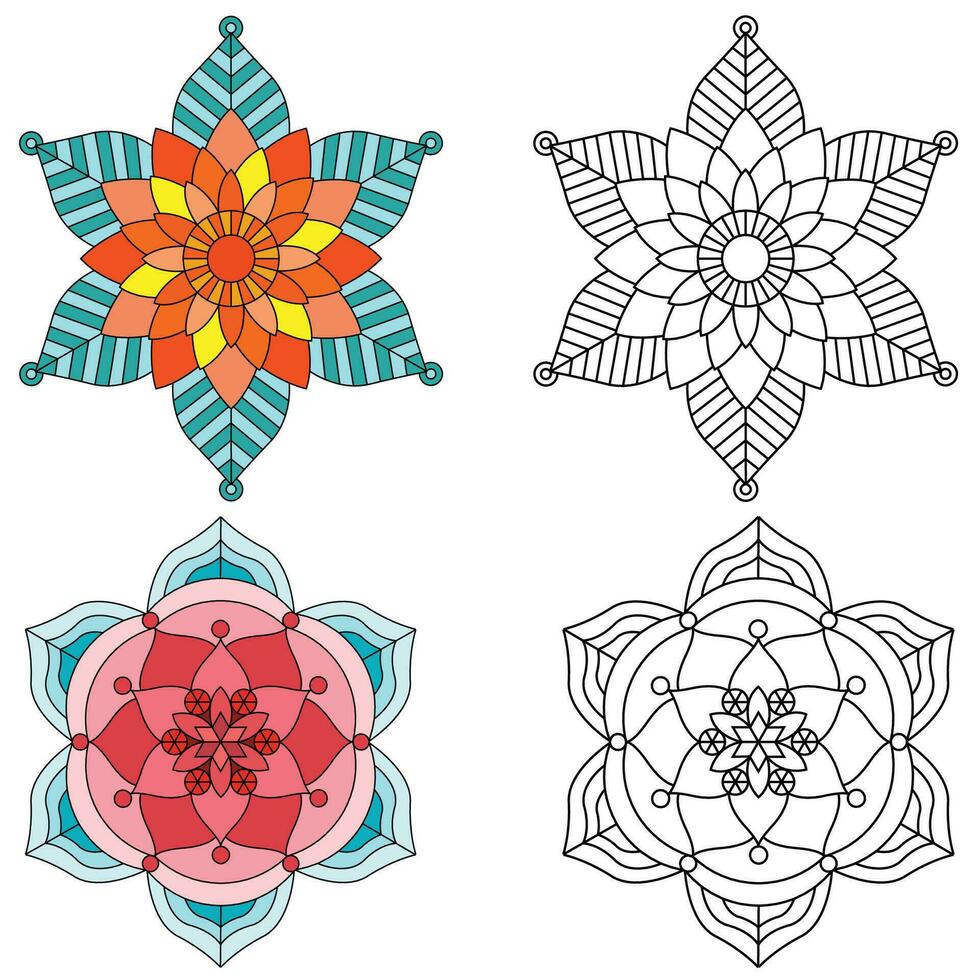 mandala fiore 2 stile colorazione per adulti immagine per parente terapia. Vintage ▾ decorativo elementi. orientale modello, vettore illustrazione