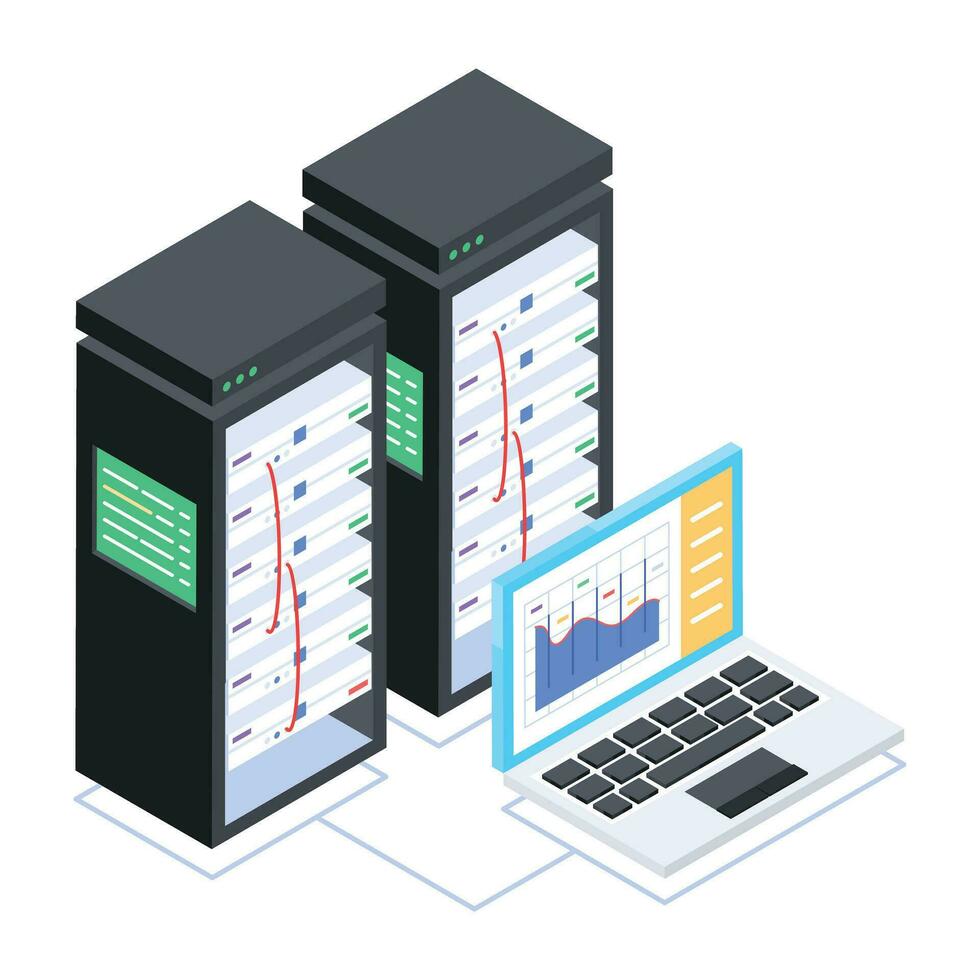 imballare di dati server isometrico icone vettore