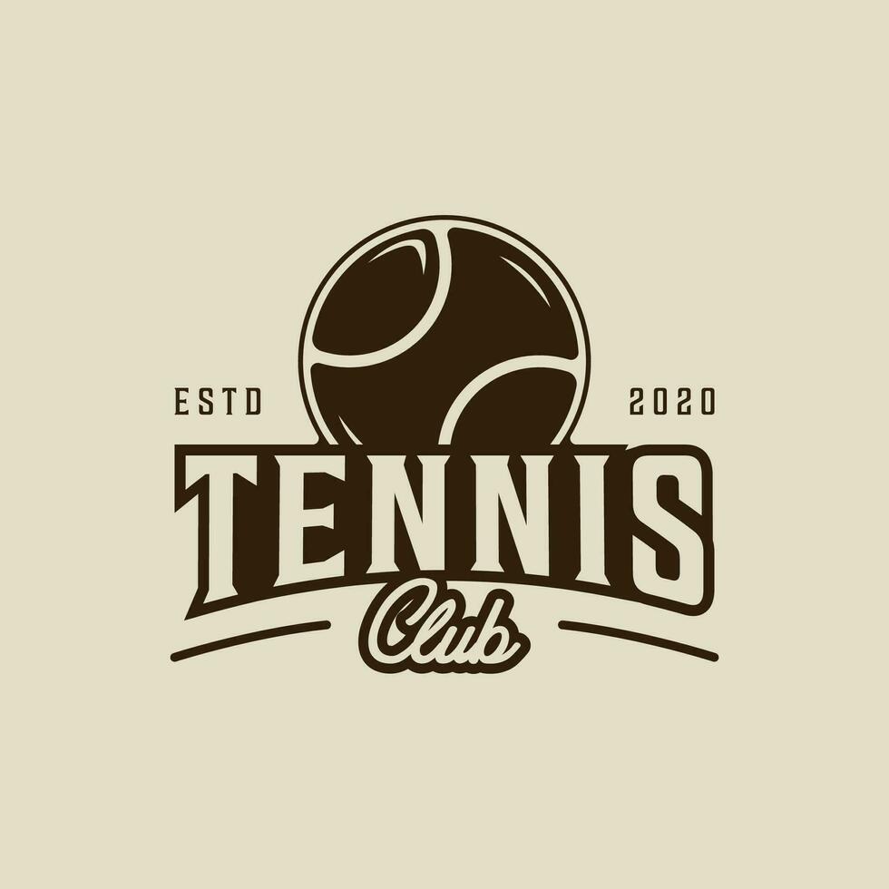 palla di tennis logo Vintage ▾ vettore illustrazione modello icona grafico design. sport cartello o simbolo per club o torneo concetto