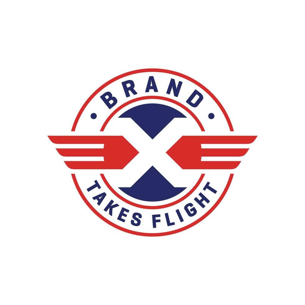 commerciale aereo logo design con lettera X vettore