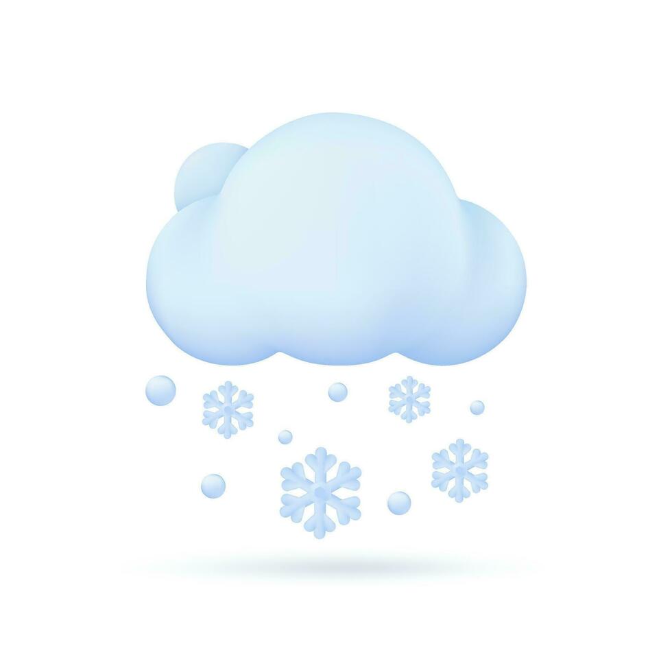 3d tempo metereologico previsione icone nevoso inverno nuvole freddo tempo atmosferico. 3d illustrazione. vettore