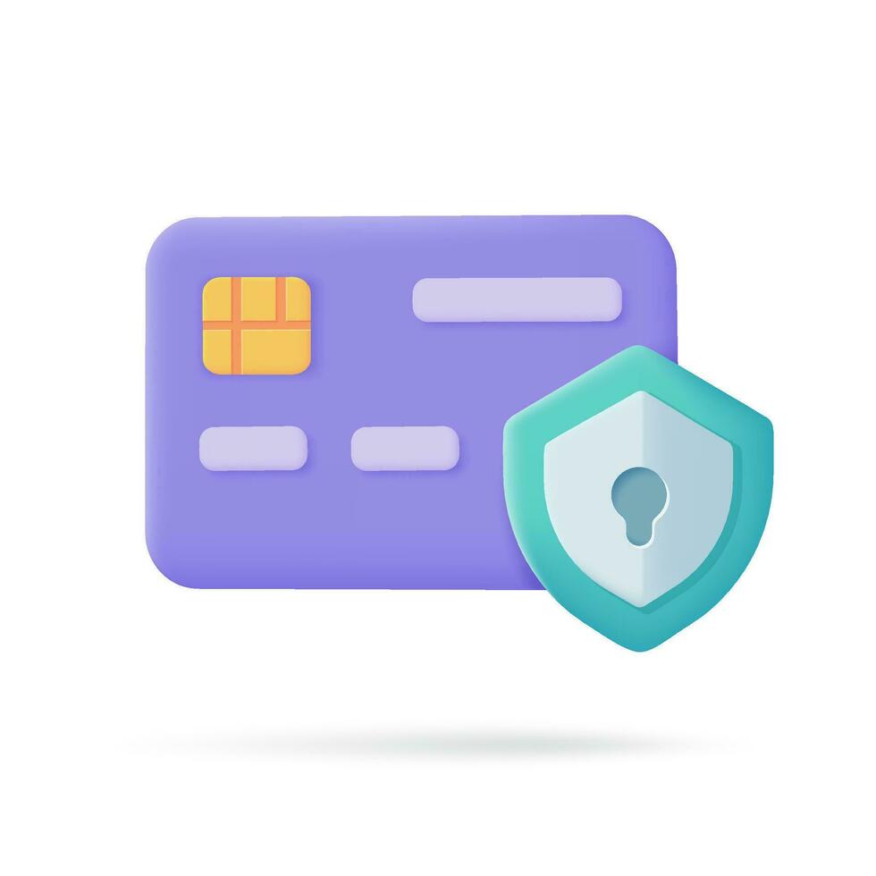credito carta 3d icona. in linea pagamento senza soldi società sicuro pagamento di credito carta. 3d illustrazione vettore