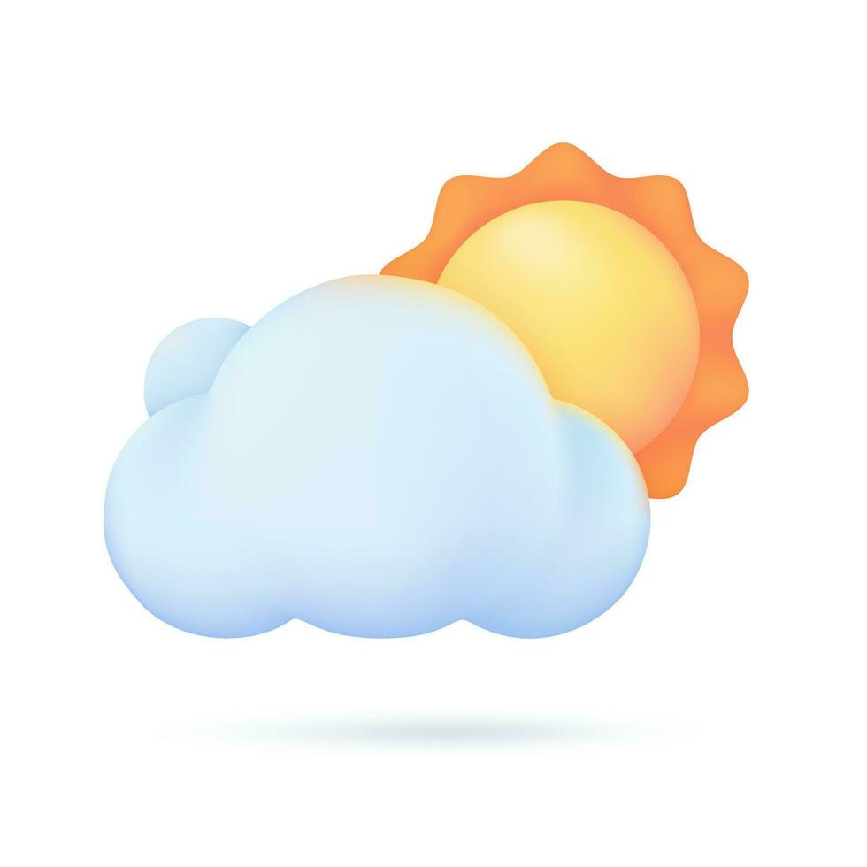 3d tempo metereologico previsione icone estate sole con luminosa luce del sole caldo tempo atmosferico. 3d illustrazione. vettore
