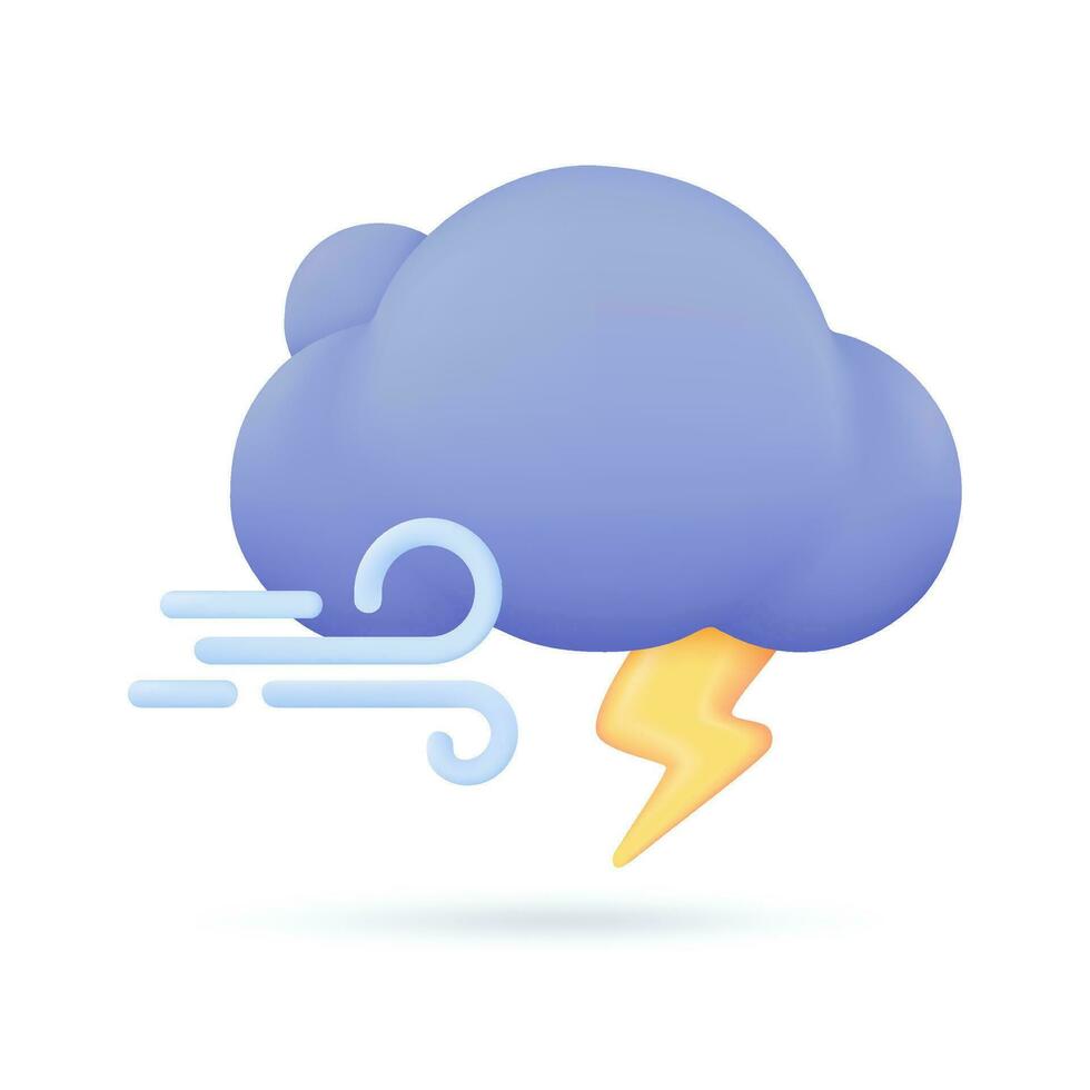 3d tempo metereologico previsione icone nero nube con tuono a partire dal un' temporale. 3d illustrazione vettore