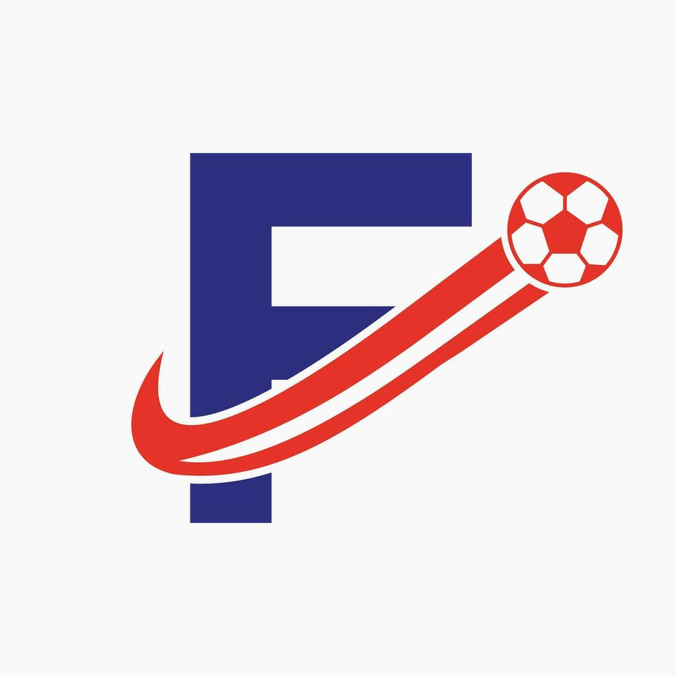 iniziale lettera f calcio logo. calcio logo concetto con in movimento calcio icona vettore
