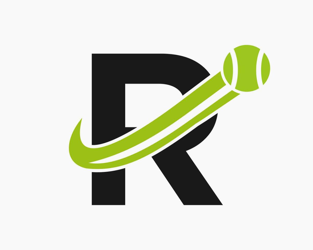 lettera r tennis club logo design modello. tennis sport accademia, club logo vettore
