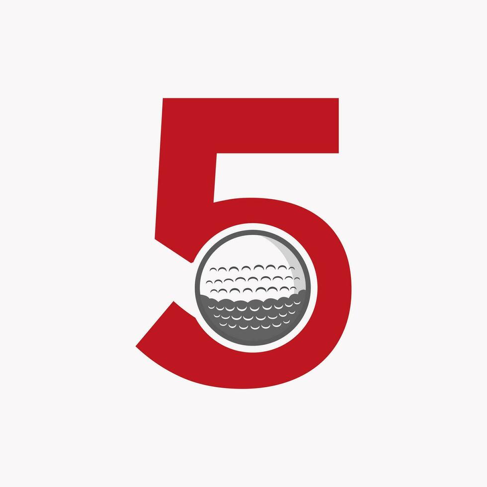 golf logo su lettera 5. iniziale hockey sport accademia cartello, club simbolo vettore